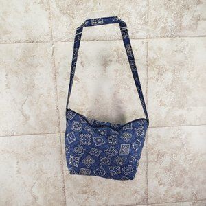 Blue Bandana Cloth Handmade Paisley Purse Quilted Single Strap Med Shoulder Bag